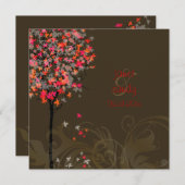 PixDezinesレトロPINK MAPLE TREES/DIY BACKGROUND 招待状 (正面/裏面)