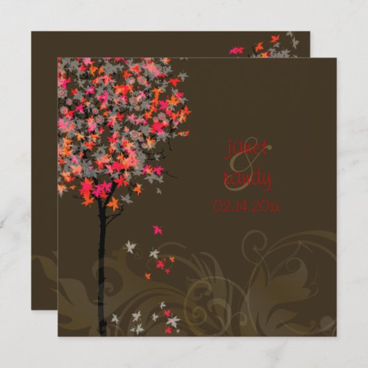 PixDezinesレトロPINK MAPLE TREES/DIY BACKGROUND 招待状 (正面/裏面)