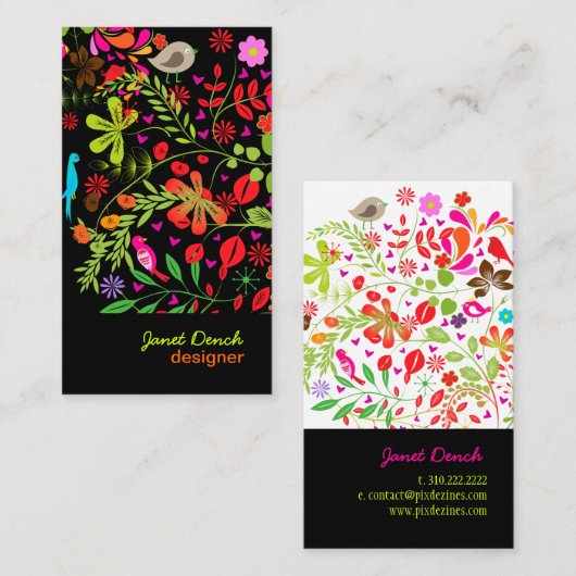 PixDezinesレトロTREE/DIY背景色 名刺 (正面/裏面)