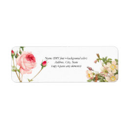 PixDezinesレドゥートヴィンテージバラ ラベル