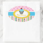 PixDezinesレモンスワールカップケーキ/DIYカラー 楕円形シール (バッグ)