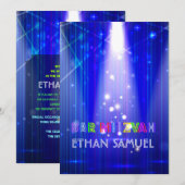 PixDezinesレーザー/ネオンライトバー(ユダヤ教の)バル・ミツバー 招待状 (正面/裏面)