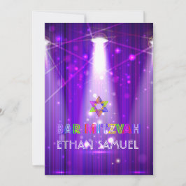 PixDezinesレーザー/ネオンライトバー（ユダヤ教の）バル・ミツバー 招待状