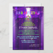 PixDezinesレーザー/ネオンライトバー(ユダヤ教の)バル・ミツバー 招待状 (裏面)