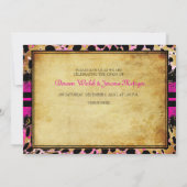 PixDezinesレース+チータースポット/ピンク+ブラック 招待状 (裏面)