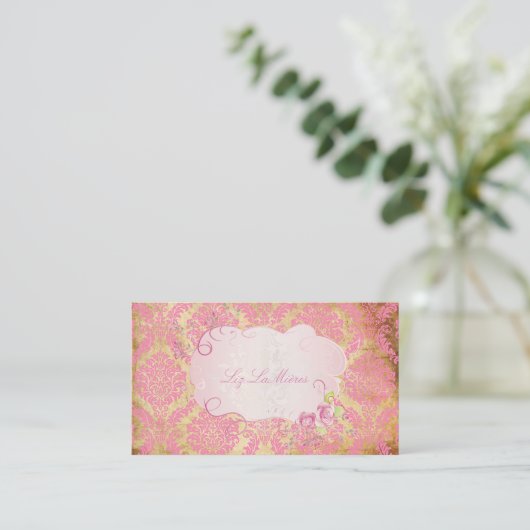 PixDezinesロゼットダマスク/パフェイクーチメント 名刺 (スタンド正面)