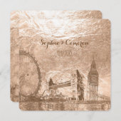 PixDezinesロンドンの都市/フォイフェイクル 招待状 (正面/裏面)