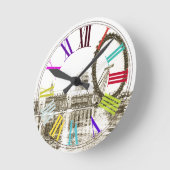 PixDezinesロンドンアイ/DIY背景色 ラウンド壁時計 (傾斜)
