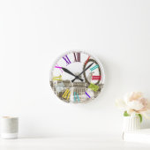PixDezinesロンドンアイ/DIY背景色 ラウンド壁時計 (ホーム)