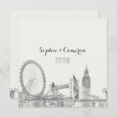 PixDezinesロンドン/DIY背景色 招待状 (正面/裏面)