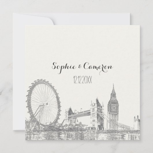 PixDezinesロンドン/DIY背景色 招待状 (正面)