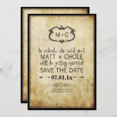 PixDezinesヴィンテージつる植物+バロック式フレーム セーブザデート (正面/裏面)