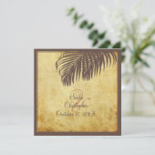 PixDezinesヴィンテージのヤシの葉/羊皮フェイク 招待状 (スタンド正面)