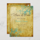 PixDezinesヴィンテージアクアスワール+モノグラム 案内ポストカード (正面/裏面)