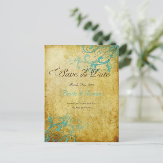 PixDezinesヴィンテージアクアスワール+モノグラム 案内ポストカード (スタンド正面)