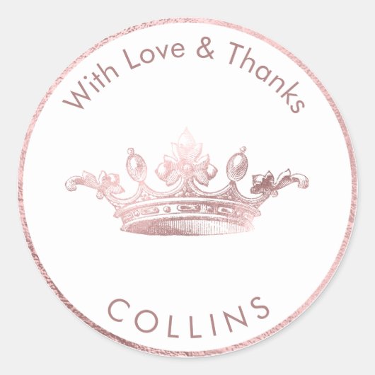 PixDezinesヴィンテージインペリアルクラウン/フェイクバラ金ゴールド ラウンドシール (正面)