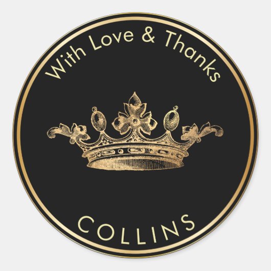 PixDezinesヴィンテージインペリアルクラウン/フェイク金ゴールド ラウンドシール (正面)