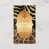 PixDezinesヴィンテージキリン、ゼブラ+金ゴールドラベル 名刺 (裏面)