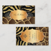 PixDezinesヴィンテージキリン、ゼブラ+金ゴールドラベル 名刺 (正面/裏面)