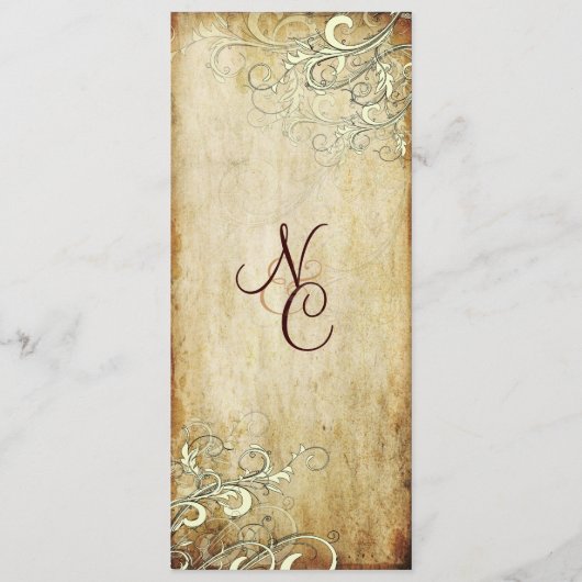 PixDezinesヴィンテージクリームがウェディングプログラムを旋回 プログラム (正面)