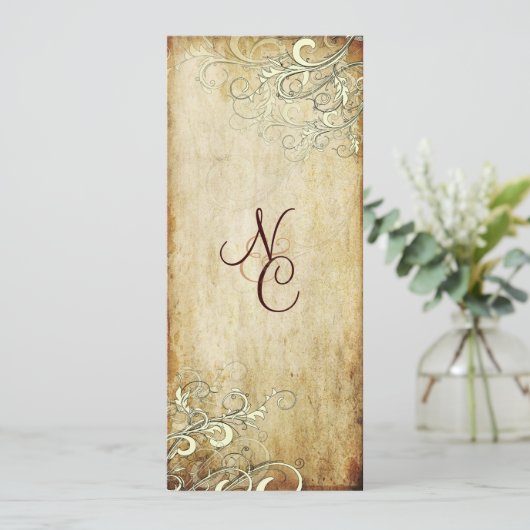 PixDezinesヴィンテージクリームがウェディングプログラムを旋回 プログラム (スタンド正面)