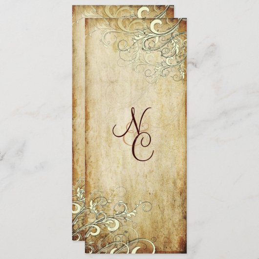 PixDezinesヴィンテージクリームがウェディングプログラムを旋回 プログラム (正面/裏面)