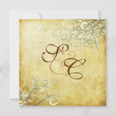 PixDezinesヴィンテージクリームが渦巻き 招待状 (正面)