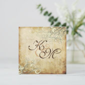 PixDezinesヴィンテージクリームが渦巻き 招待状 (スタンド正面)