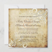 PixDezinesヴィンテージクリームが渦巻き 招待状 (裏面)