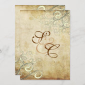 PixDezinesヴィンテージクリームが結婚式の招待をスワール 招待状 (正面/裏面)