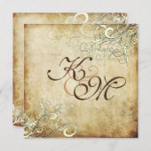 PixDezinesヴィンテージクリームスワーフェイクル/羊皮紙 招待状 (正面/裏面)