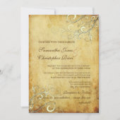 PixDezinesヴィンテージクリーム旋回/パラシフェイクュメント 招待状 (正面)