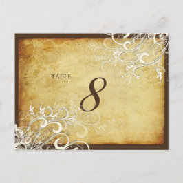 PixDezinesヴィンテージクリーム渦テーブルカード ポストカード