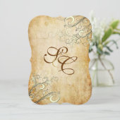 PixDezinesヴィンテージクリーム渦巻き/パラシフェイクョン 招待状 (スタンド正面)