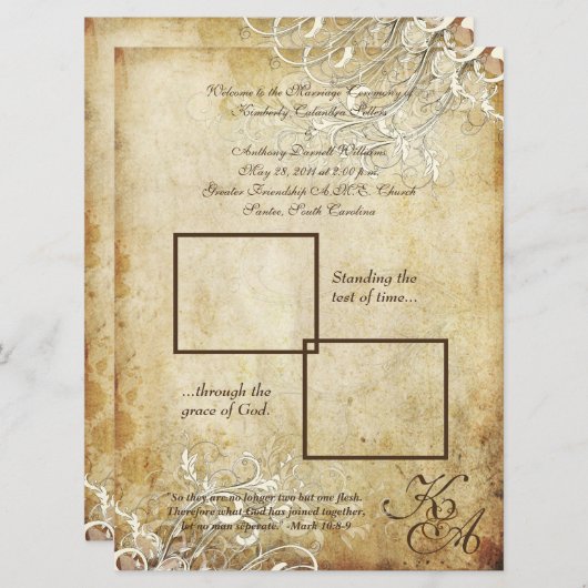 PixDezinesヴィンテージクリーム渦 招待状 (正面/裏面)