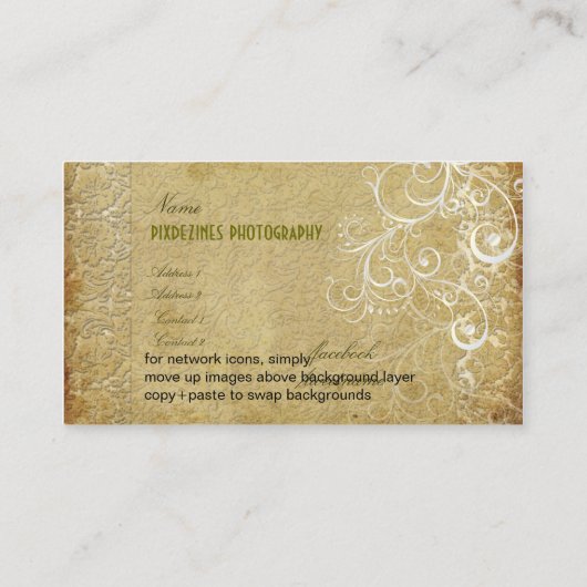 PixDezinesヴィンテージグランジダマスク/緑 名刺 (裏面)