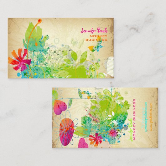 PixDezinesヴィンテージグランジ♥♥フローラ 名刺 (正面/裏面)