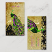 PixDezinesヴィンテージグリーンピーコック+レース/ダイスフォント 名刺 (正面/裏面)