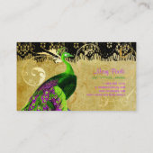 PixDezinesヴィンテージグリーンピーコック+レース/ダイスフォント 名刺 (裏面)