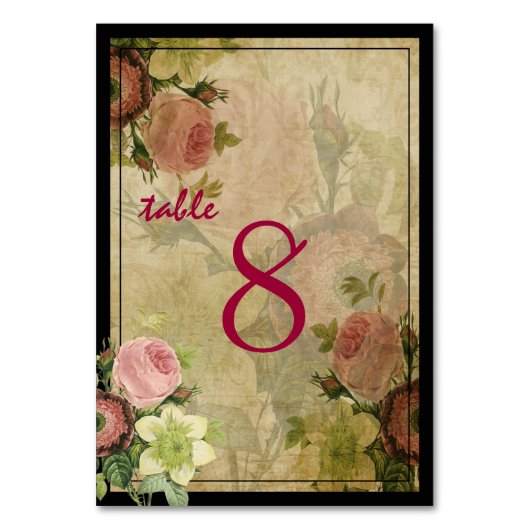 PixDezinesヴィンテージコテージバラ/テーブル番号 テーブルナンバー (裏面)
