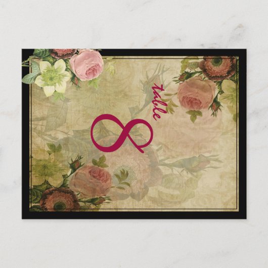 PixDezinesヴィンテージコテージバラ/ディフォント+カラー ポストカード (正面)