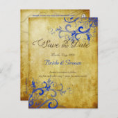 PixDezinesヴィンテージコバルトbl渦巻き旋回+パーチフェイクメント 案内ポストカード (正面/裏面)