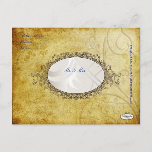 PixDezinesヴィンテージコバルトbl渦巻き旋回+パーチフェイクメント 案内ポストカード (裏面)