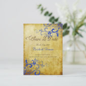 PixDezinesヴィンテージコバルトbl渦巻き旋回+パーチフェイクメント 案内ポストカード (スタンド正面)