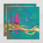 PixDezinesヴィンテージサーファー、宛先/ダイカラー 招待状 (正面/裏面)