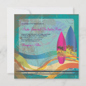 PixDezinesヴィンテージサーファー、宛先/ダイカラー 招待状 (裏面)