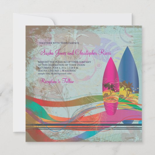 PixDezinesヴィンテージサーファ、宛先イベント 招待状 (裏面)