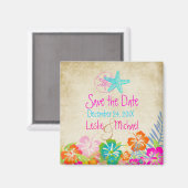 PixDezinesヴィンテージスターフィッシュ、日付の保存 マグネット (正面/裏面)