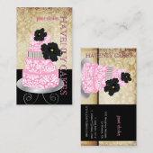 PixDezinesヴィンテージダマスクケーキ/パティシセリ/DIYフォント 名刺 (正面/裏面)