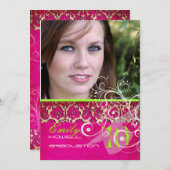 PixDezinesヴィンテージダマスク旋回/卒業 招待状 (正面/裏面)